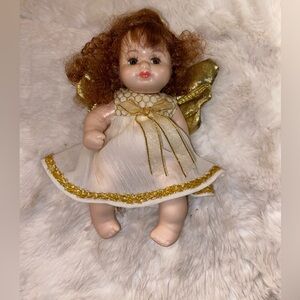 Jointed Porcelain 6” Angel Doll red hair brown Eyes Fantasy